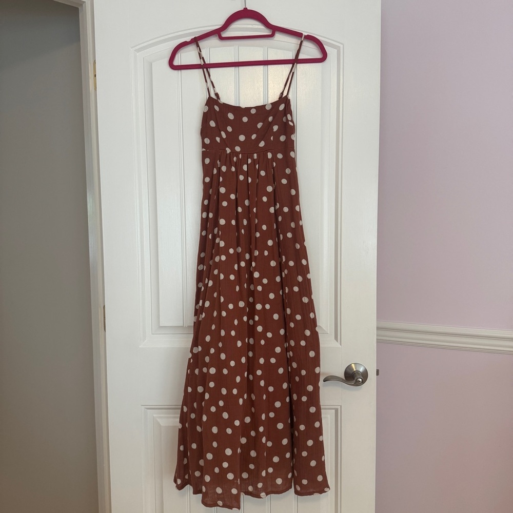 Abercrombie & Fitch Brown and White Sleeveless Midi Dress